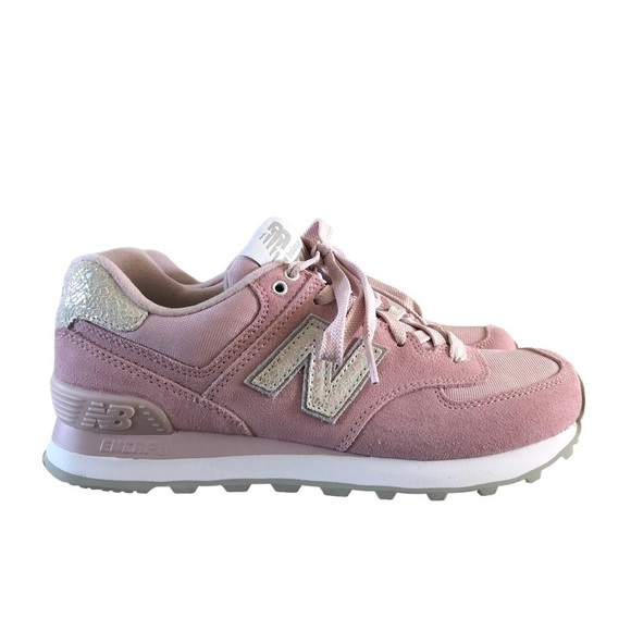 New Balance 574 Light Pink Shattered Pearl Lace Up Sneakers 6.5 - Picture 1 of 8